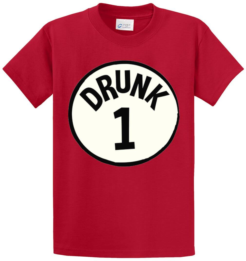Drunk 1 Circle Printed Tee Shirt-1