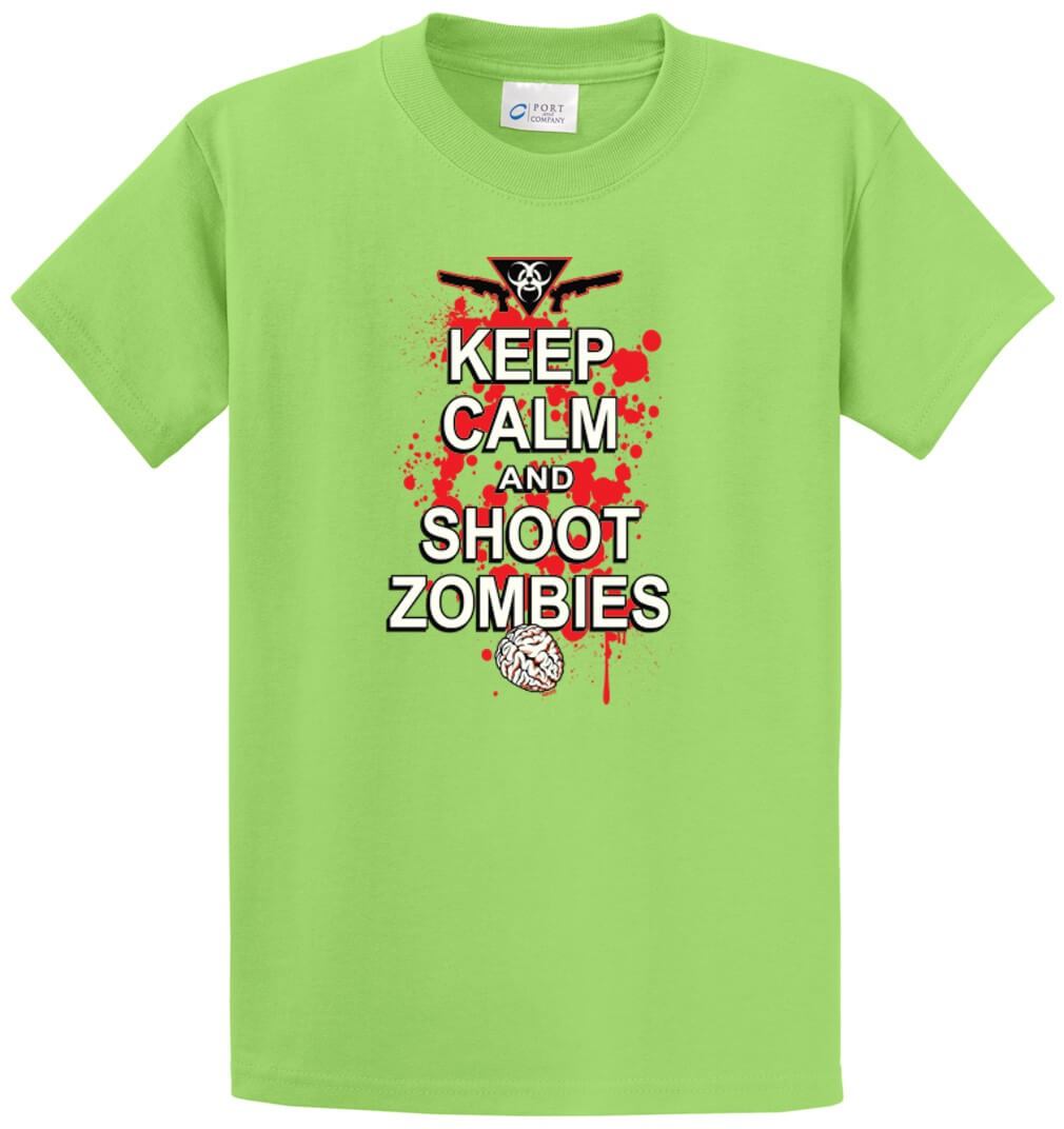 Keep Calm And Shoot Zombies Printed Tee Shirt-1