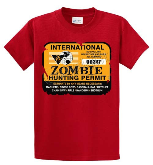 Zombie Hunting Permit Printed Tee Shirt-1
