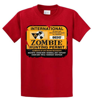 Zombie Hunting Permit Printed Tee Shirt
