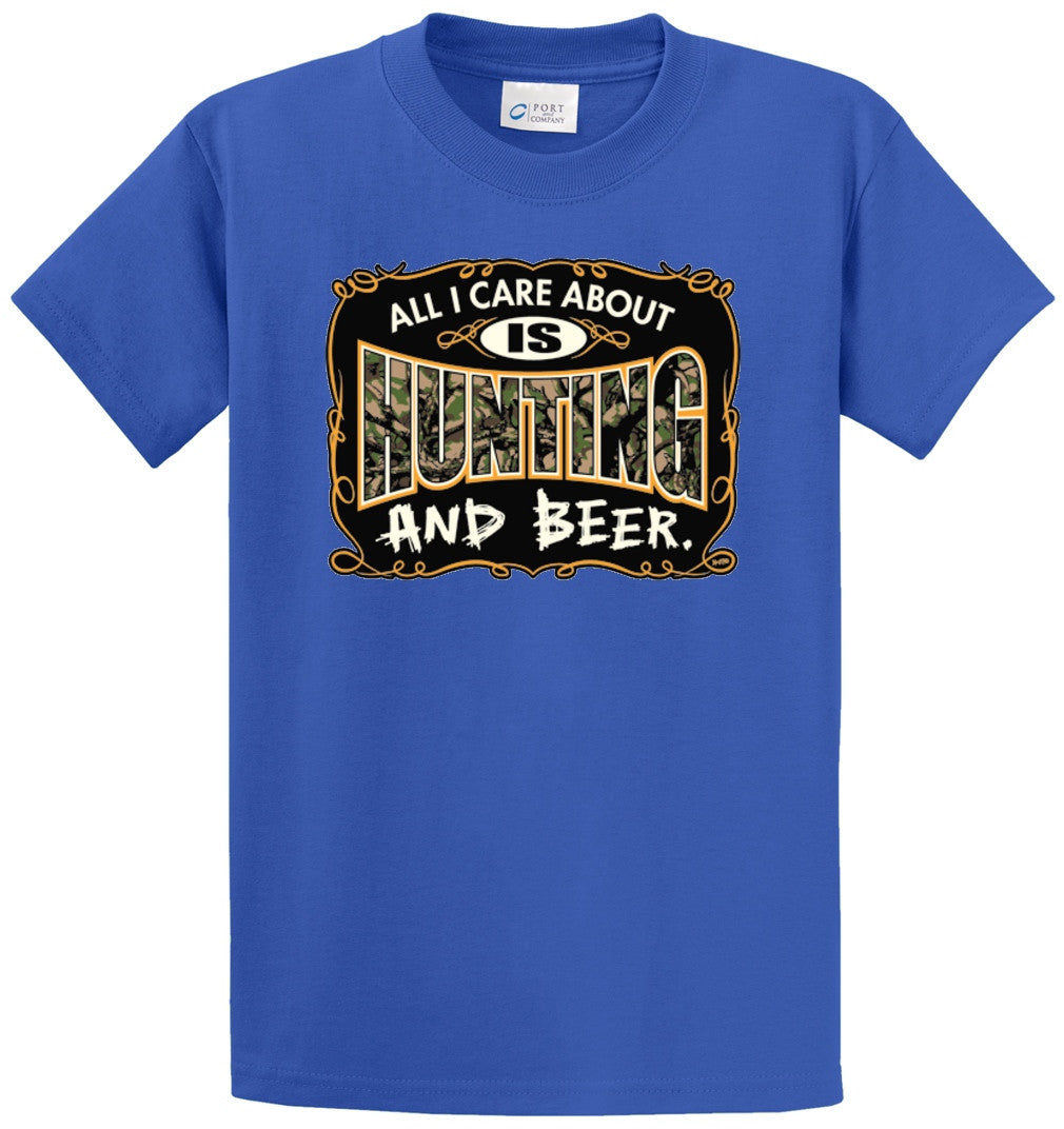 All I Care About Is Hunting And Beer Printed Tee Shirt-1