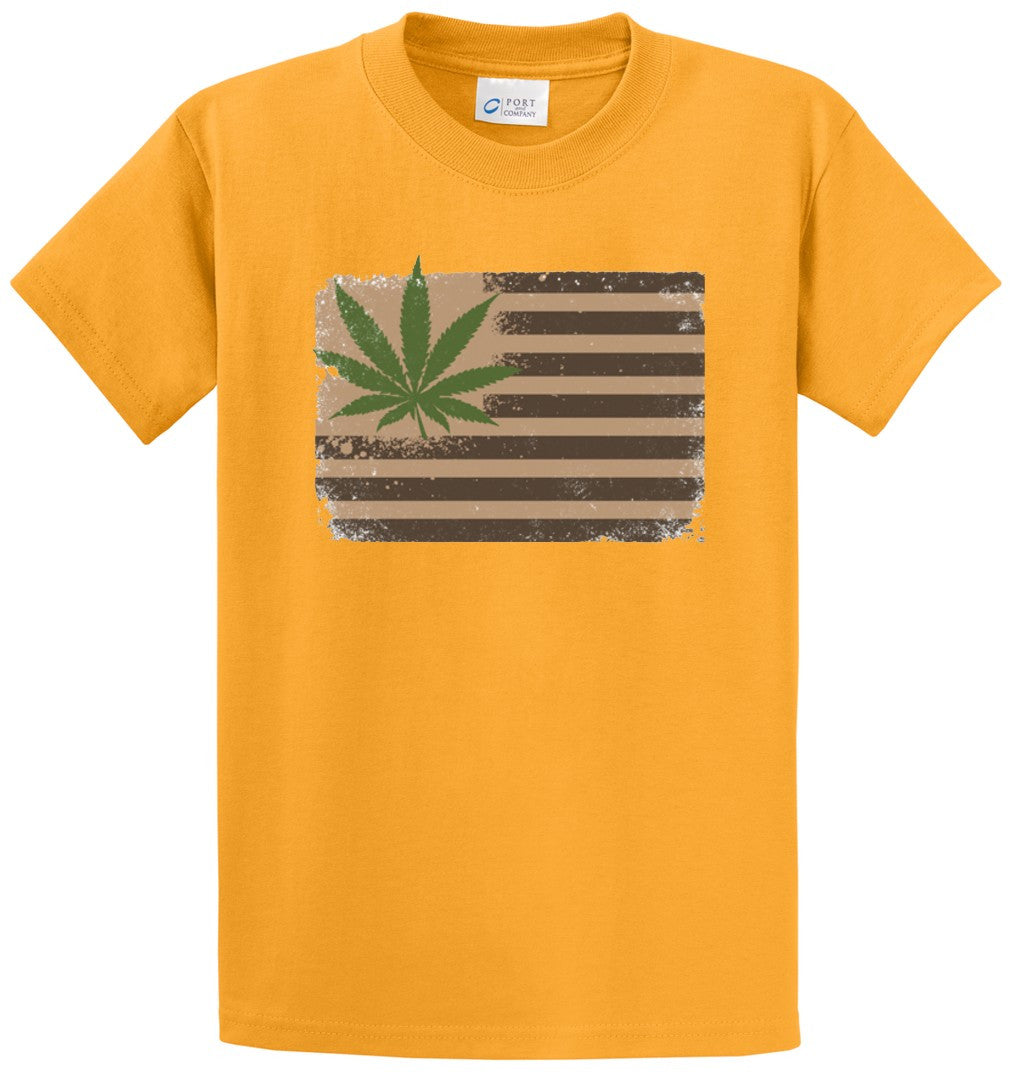 Pot Leaf Flag Printed Tee Shirt-1