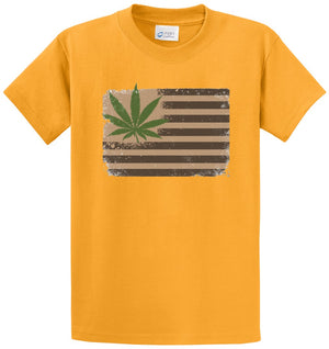 Pot Leaf Flag Printed Tee Shirt