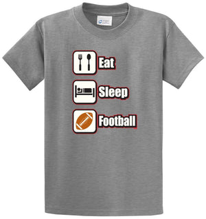 Eat Sleep Football (Color) Printed Tee Shirt