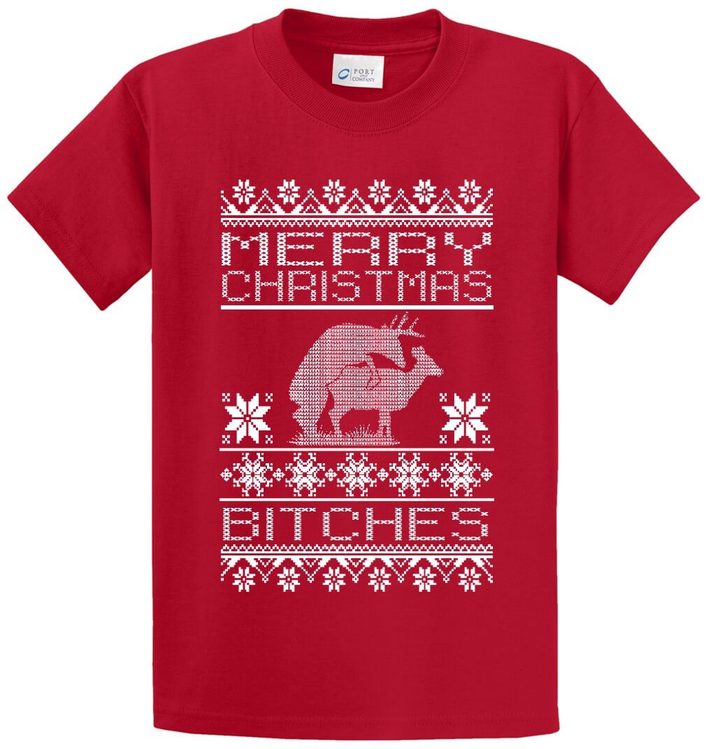 Merry Christmas Bitches Printed Tee Shirt-1
