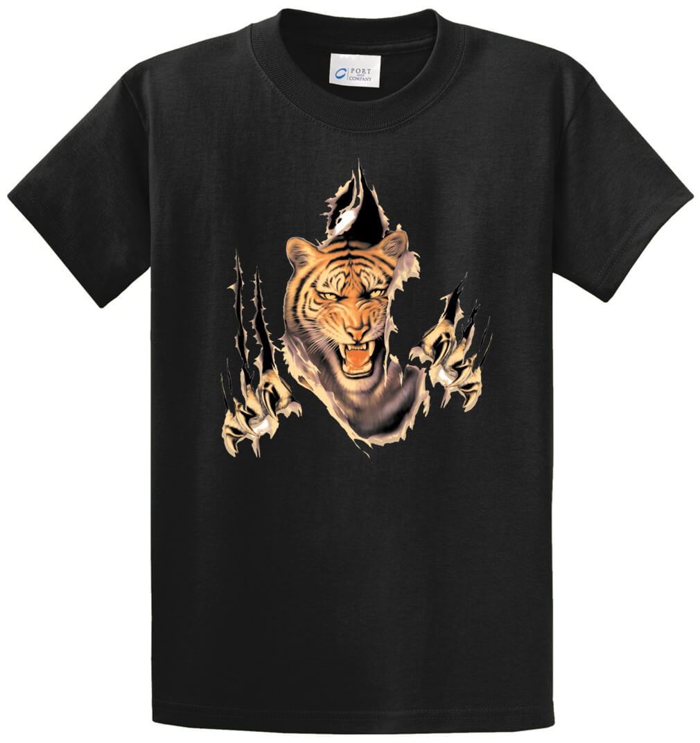 Tiger - Rip Out Printed Tee Shirt-1