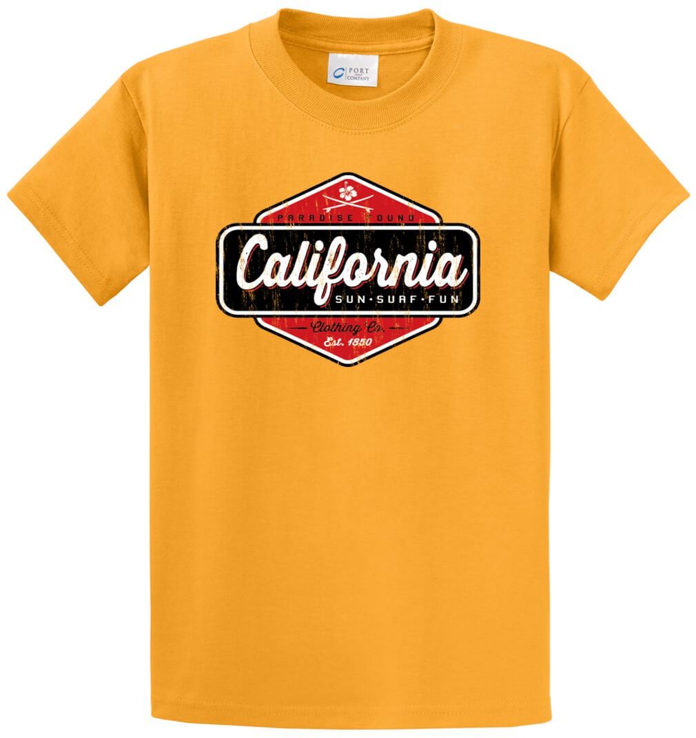 Paradise Found California Sun Surf Fun Printed Tee Shirt-1